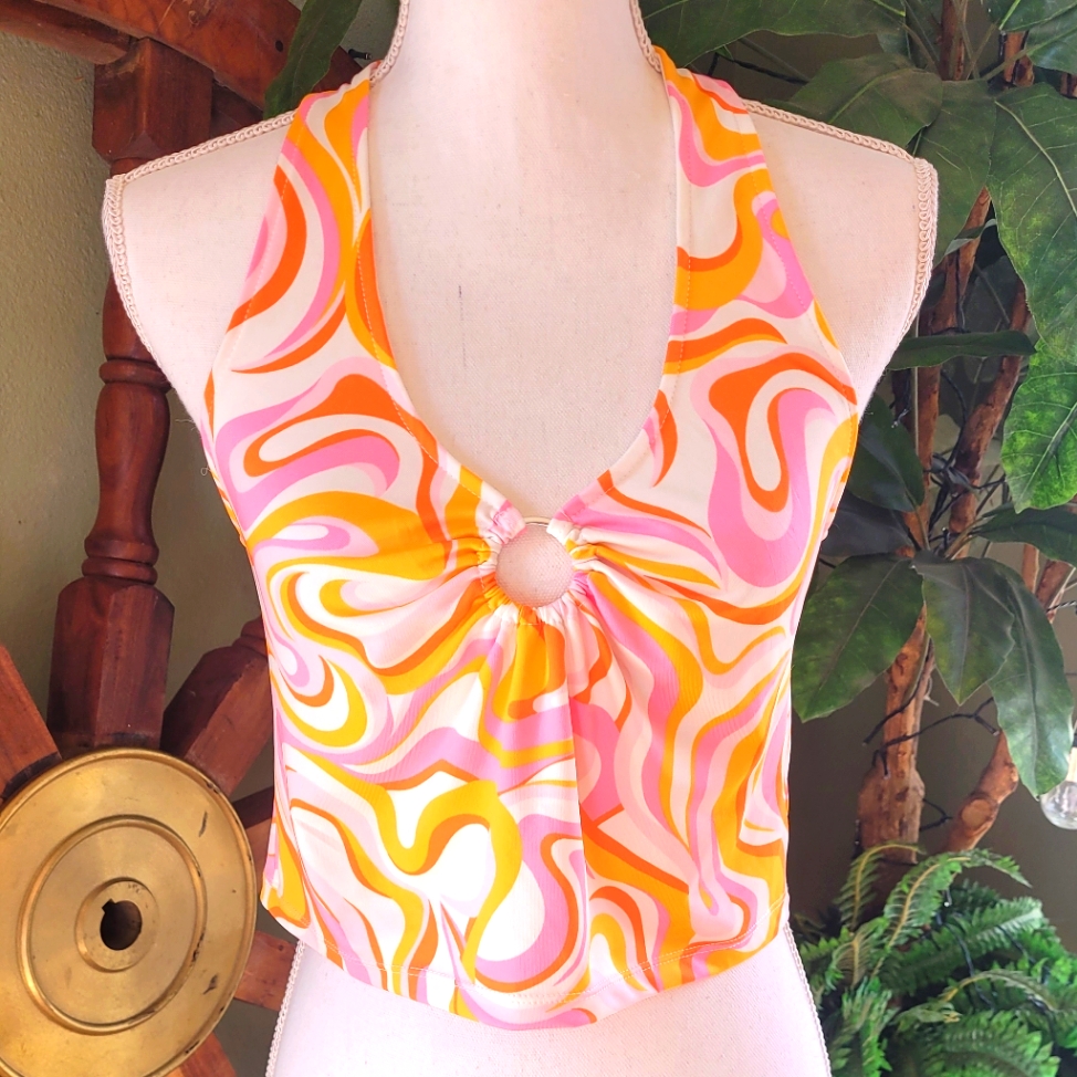 Divided Patterned Halterneck Top